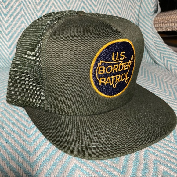 Vintage US Border Patrol Trucker Cap Mesh Green Patch Made in USA SnapBack Retro - Picture 3 of 11